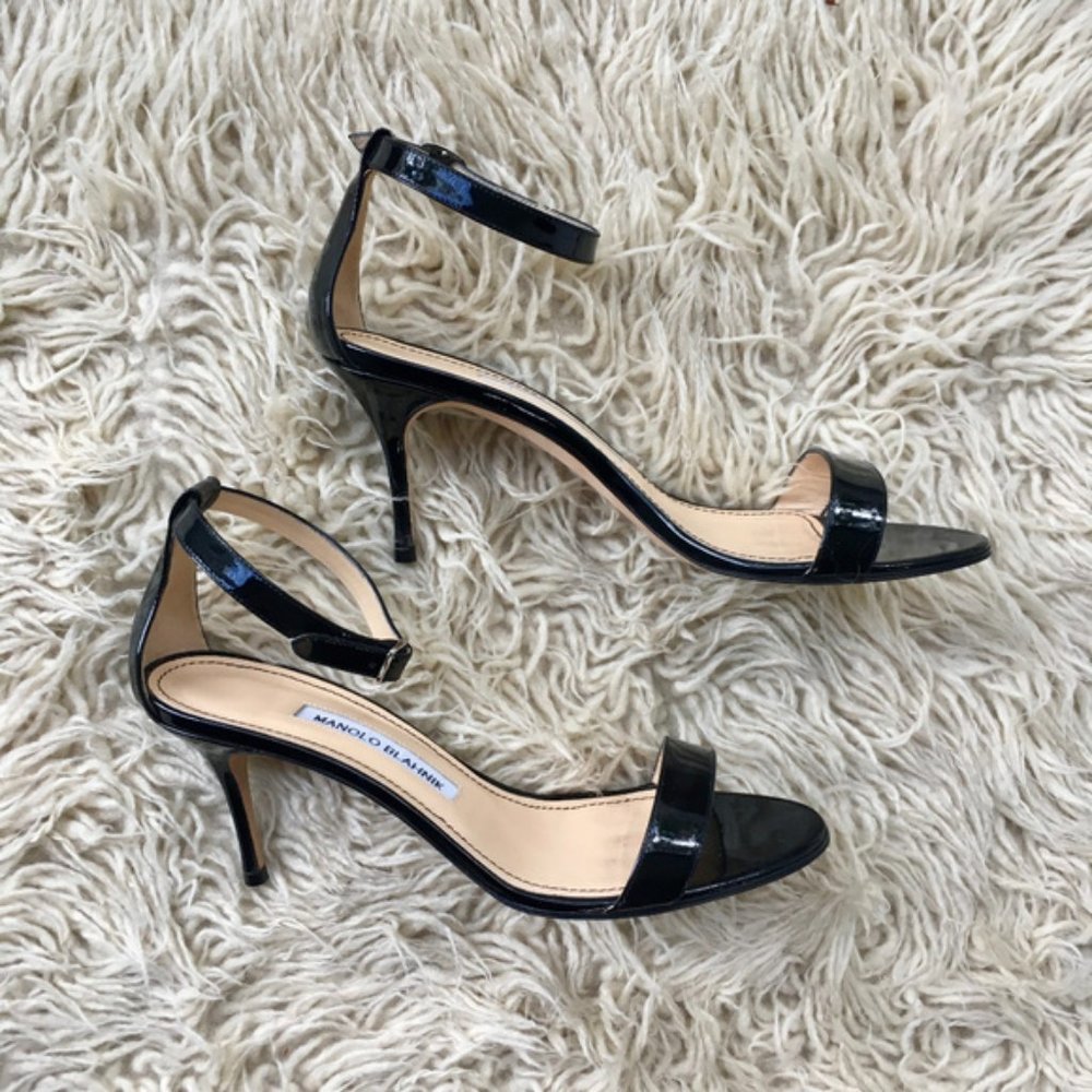 Manolo Blahnik Black Patent Leather Heels 8